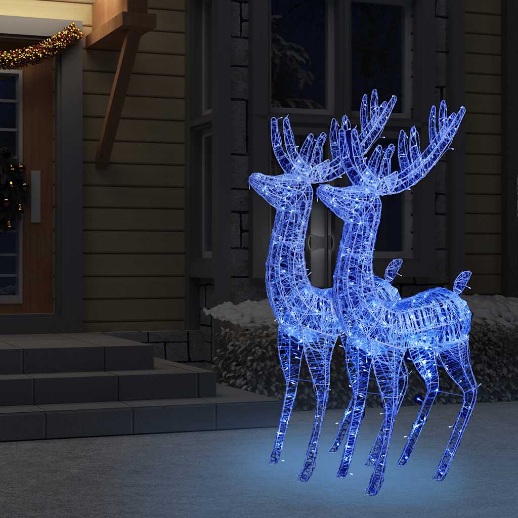 julerensdyr 2 stk. 180 cm 250 LED'er akryl blåt lys