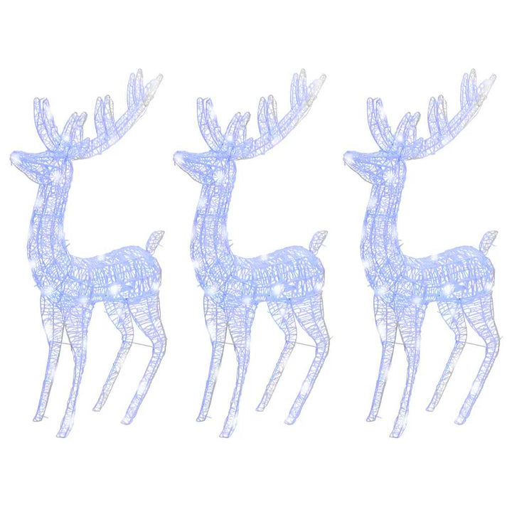 julerensdyr 3 stk. 180 cm 250 LED'er akryl blåt lys