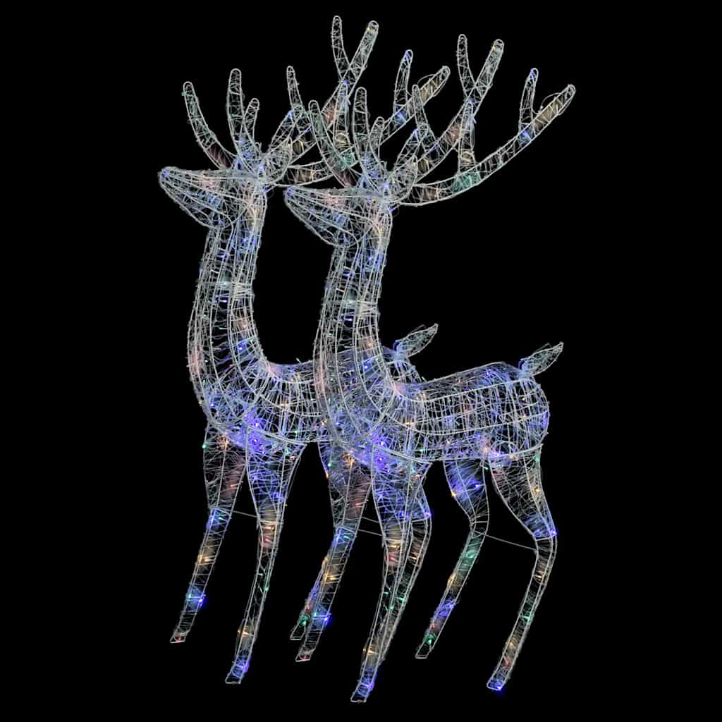 julerensdyr 2 stk. 180 cm 250 LED'er akryl flerfarvet lys