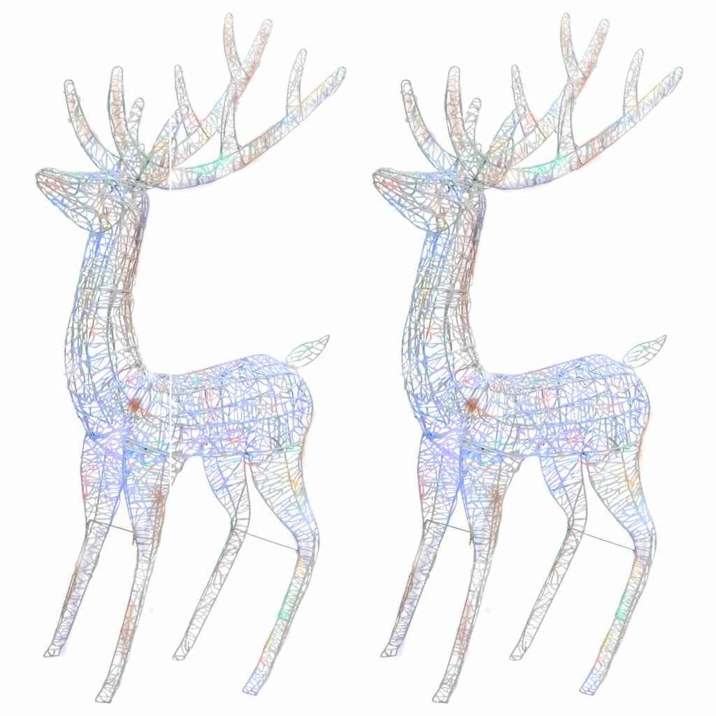 julerensdyr 2 stk. 180 cm 250 LED'er akryl flerfarvet lys