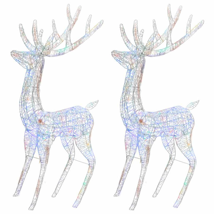 julerensdyr 2 stk. 180 cm 250 LED'er akryl flerfarvet lys