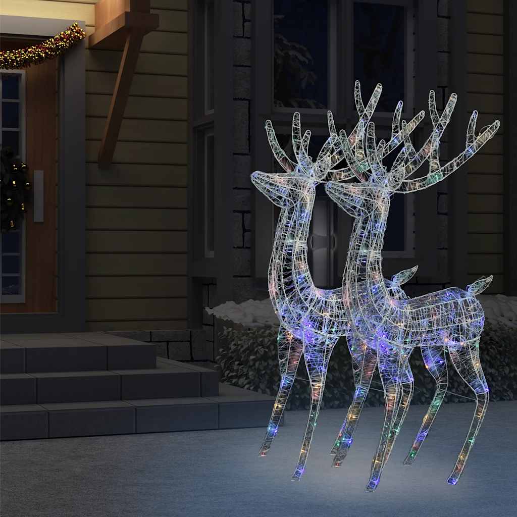julerensdyr 2 stk. 180 cm 250 LED'er akryl flerfarvet lys