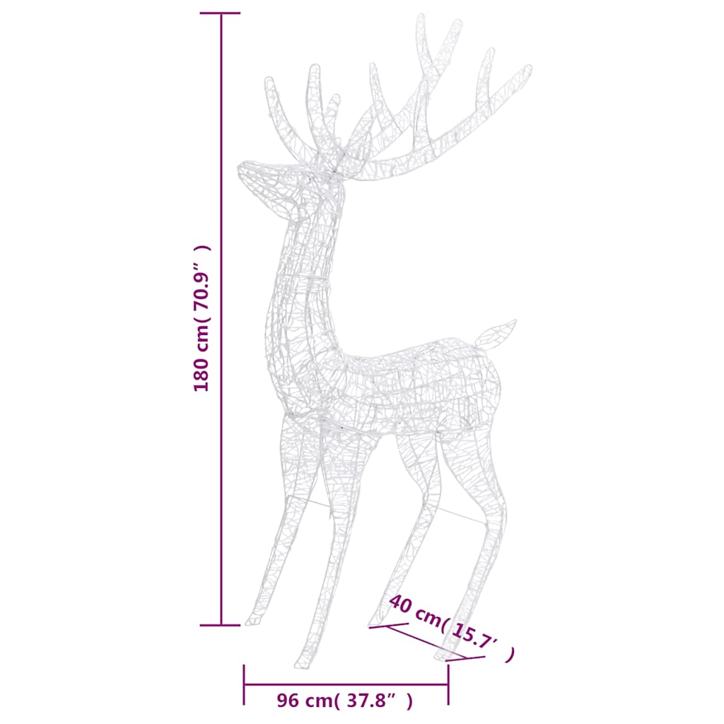julerensdyr 2 stk. 180 cm 250 LED'er akryl flerfarvet lys