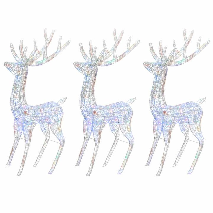 julerensdyr 3 stk. 180 cm 250 LED'er akryl flerfarvet lys