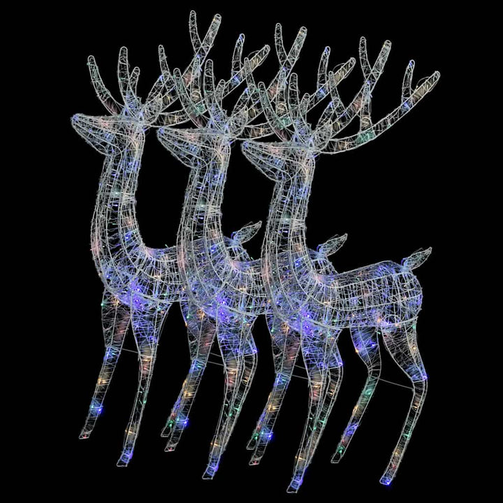 julerensdyr 3 stk. 180 cm 250 LED'er akryl flerfarvet lys