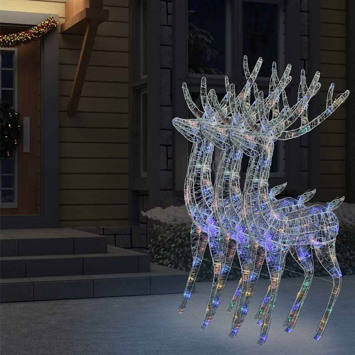 julerensdyr 3 stk. 180 cm 250 LED'er akryl flerfarvet lys