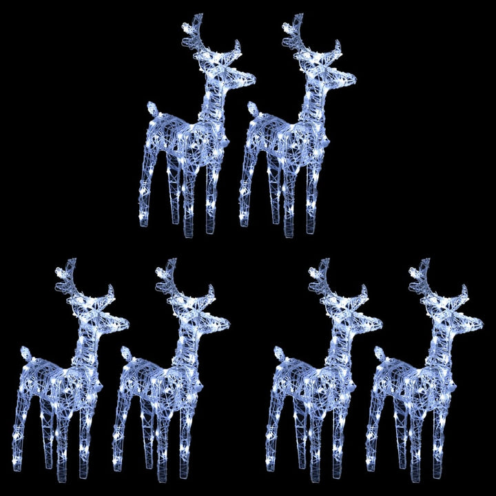 julerensdyr 6 stk. 240 LED'er akryl koldt hvidt lys