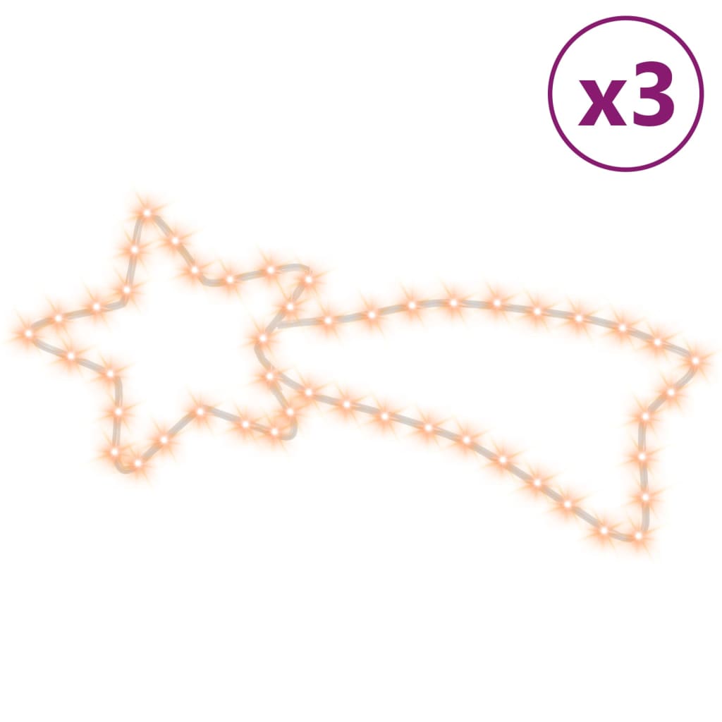 stjerneskud 3 stk. 65x28 cm 48 LED'er varmt hvidt lys