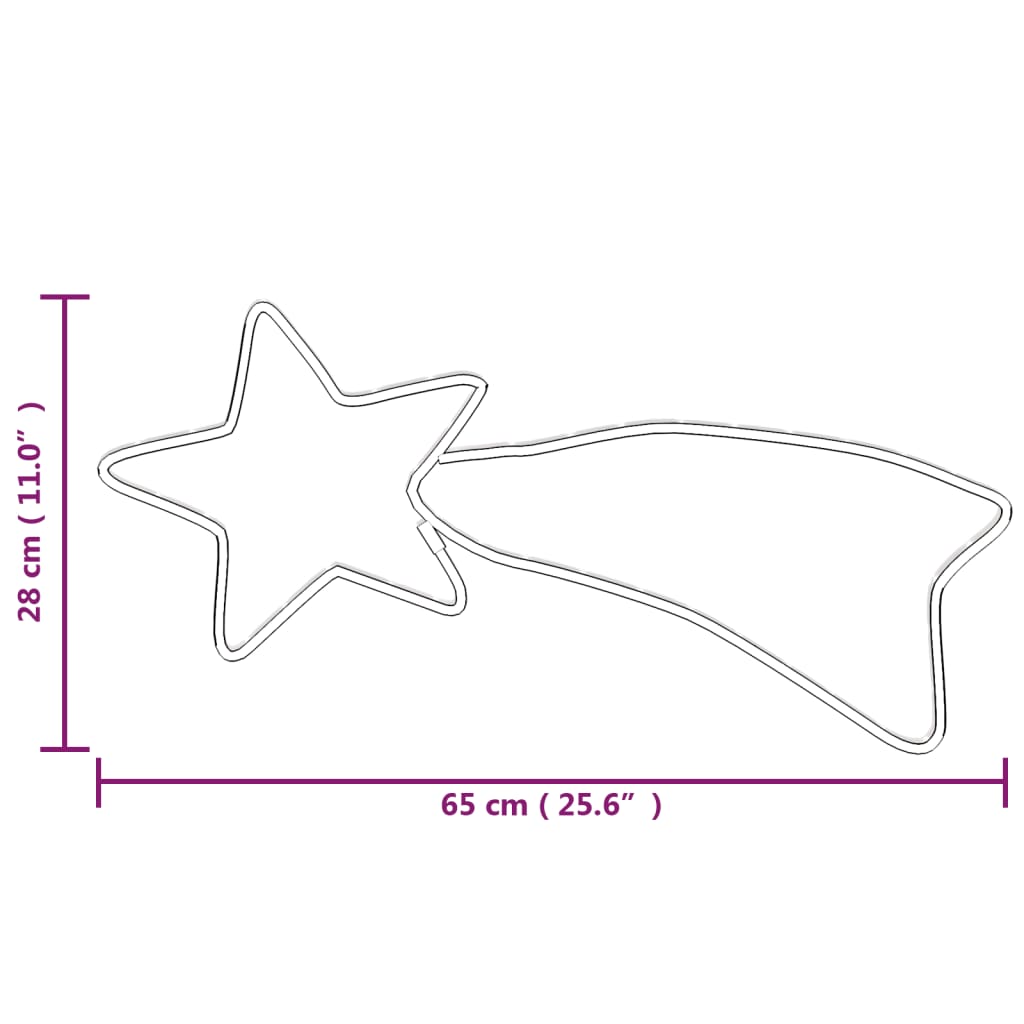 stjerneskud 3 stk. 65x28 cm 48 LED'er varmt hvidt lys