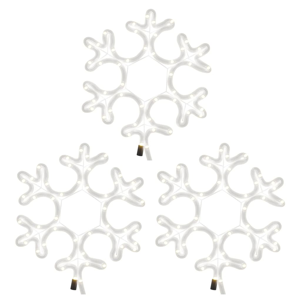 snefnug 3 stk. 27x27 cm med LED-lys varmt hvidt lys