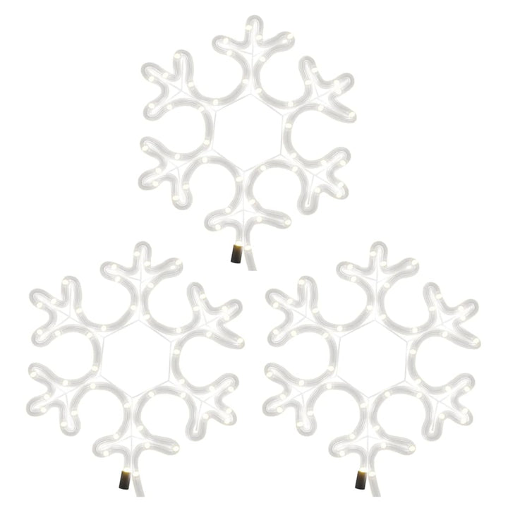 snefnug 3 stk. 27x27 cm med LED-lys varmt hvidt lys