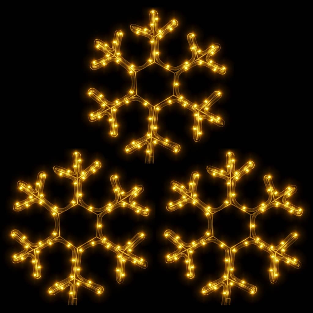 snefnug 3 stk. 38x37 cm med LED-lys varmt hvidt lys