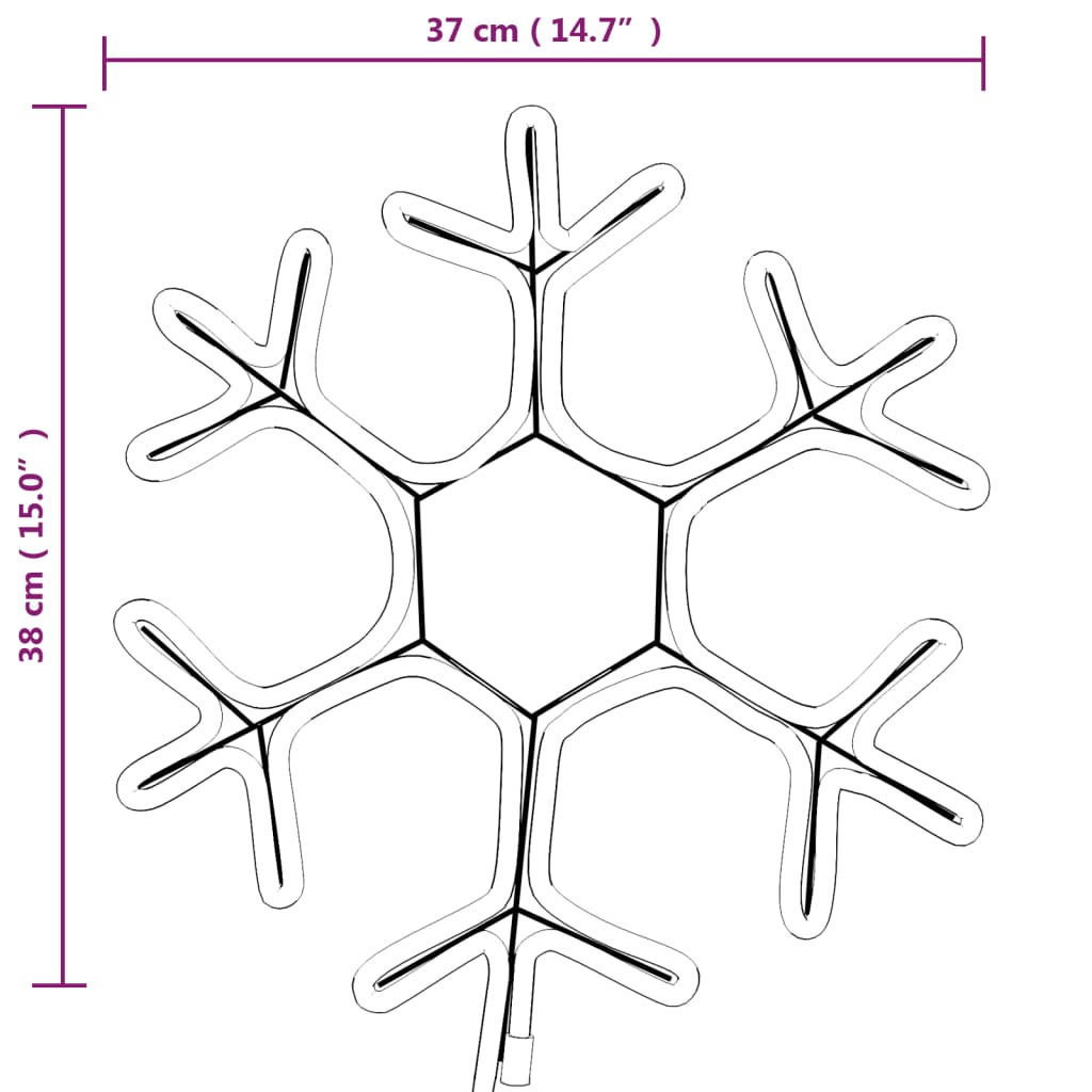 snefnug 3 stk. 38x37 cm med LED-lys varmt hvidt lys