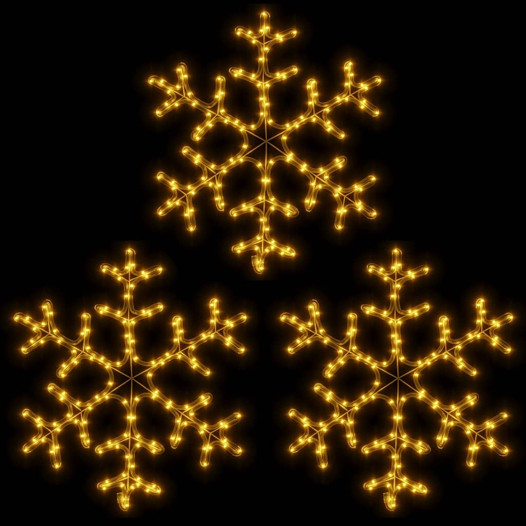 snefnug 3 stk. 59x59 cm med LED-lys varmt hvidt lys