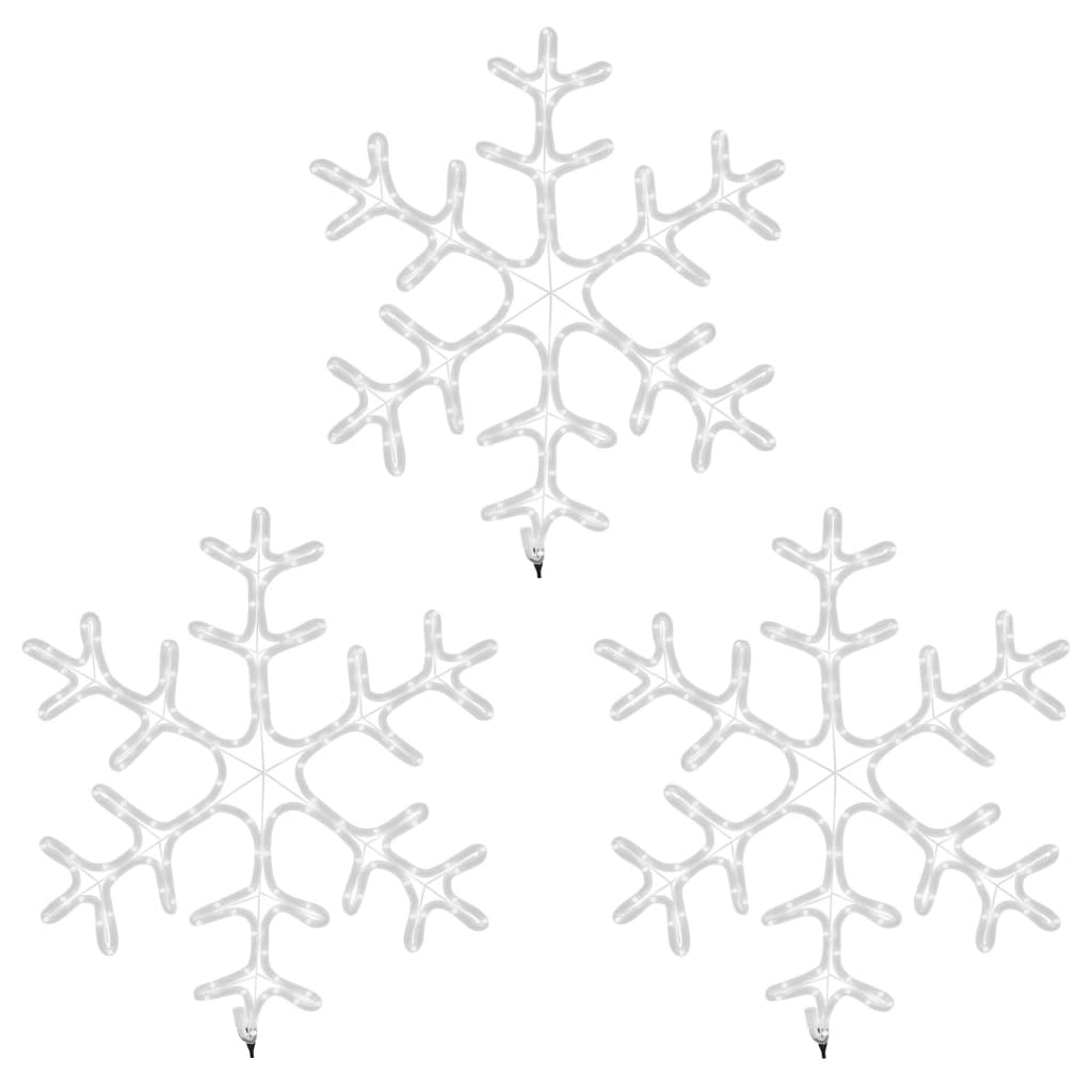snefnug 3 stk. 59x59 cm med LED-lys varmt hvidt lys