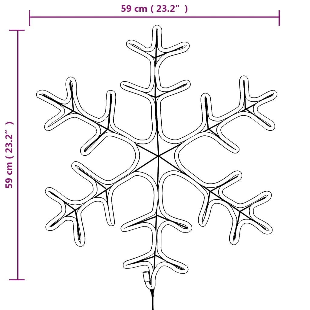 snefnug 3 stk. 59x59 cm med LED-lys varmt hvidt lys