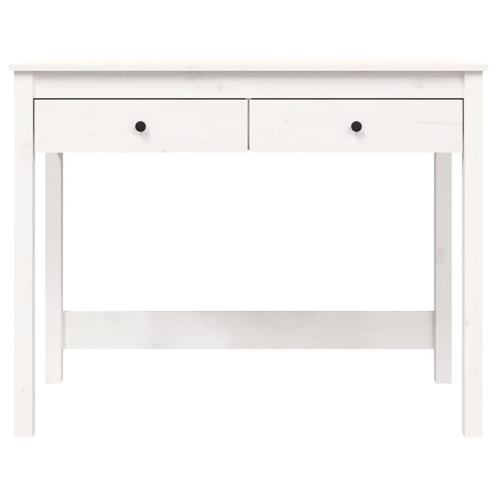 skrivebord med skuffer 100x50x78 cm massivt fyrretræ hvid