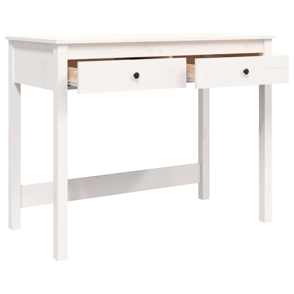 skrivebord med skuffer 100x50x78 cm massivt fyrretræ hvid