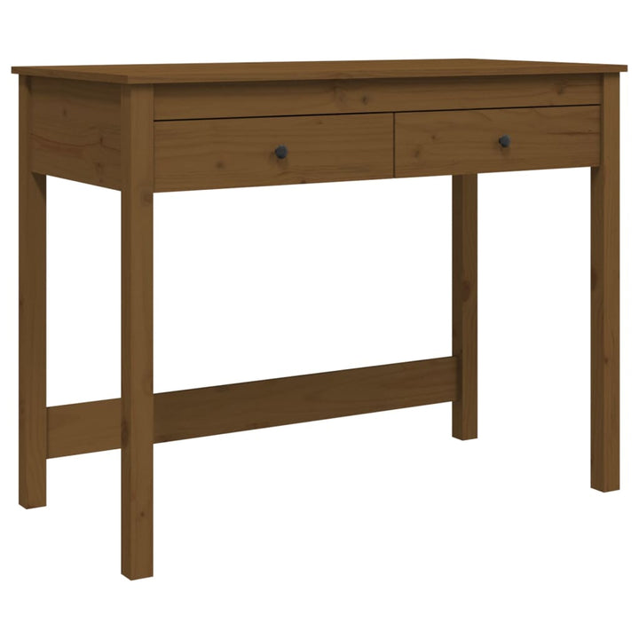 skrivebord med skabe 100x50x78 cm massivt fyrretræ gyldenbrun