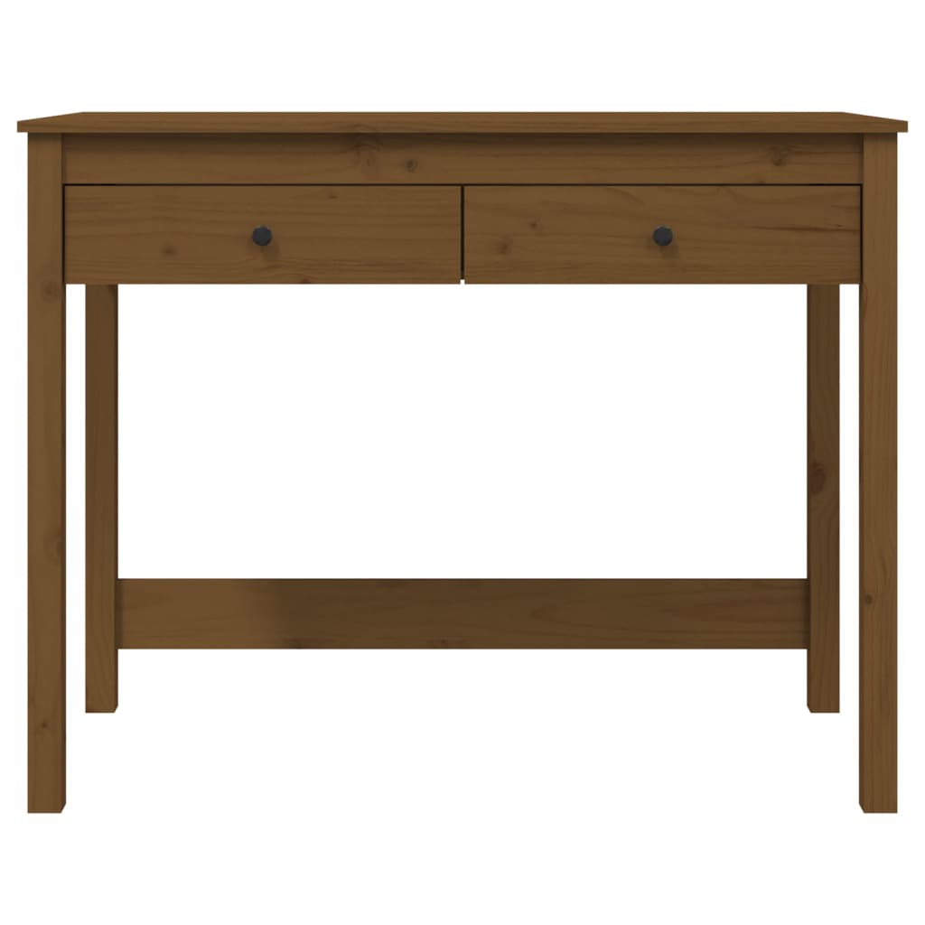 skrivebord med skabe 100x50x78 cm massivt fyrretræ gyldenbrun