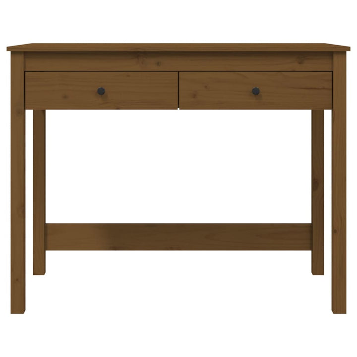 skrivebord med skabe 100x50x78 cm massivt fyrretræ gyldenbrun