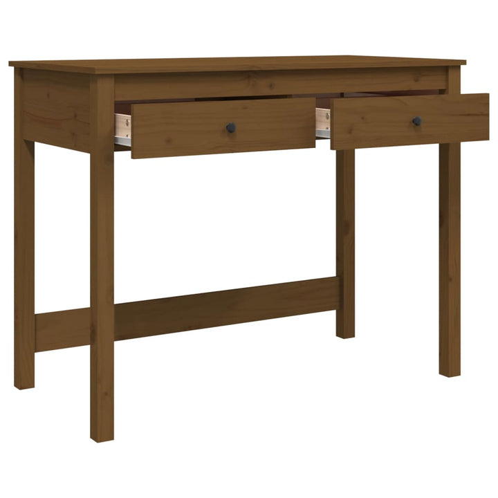 skrivebord med skabe 100x50x78 cm massivt fyrretræ gyldenbrun