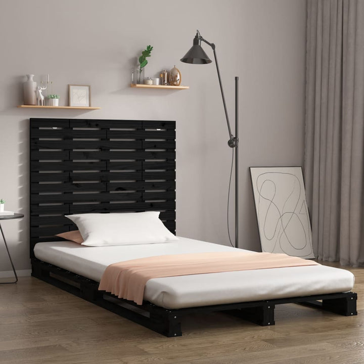 sengegavl 141x3x91,5 cm massivt fyrretræ sort