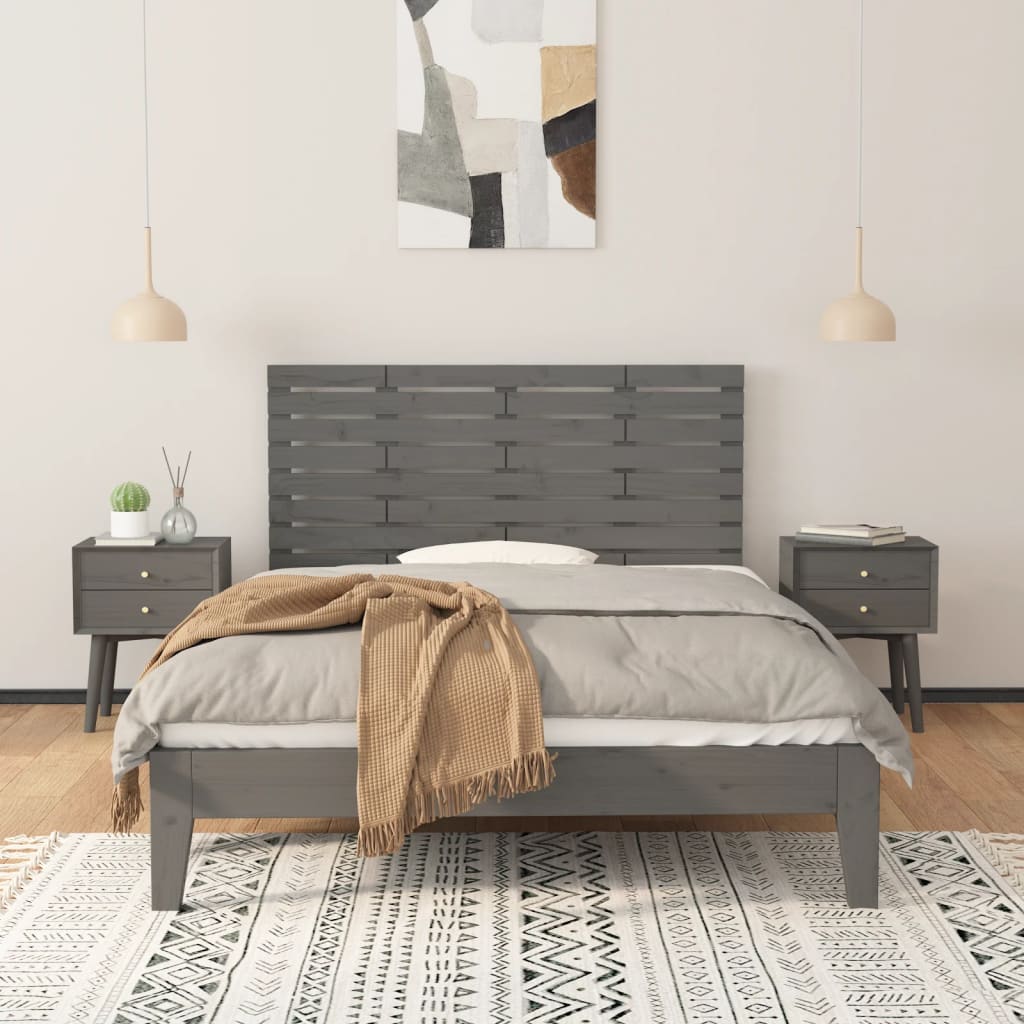sengegavl 156x3x63 cm massivt fyrretræ grå