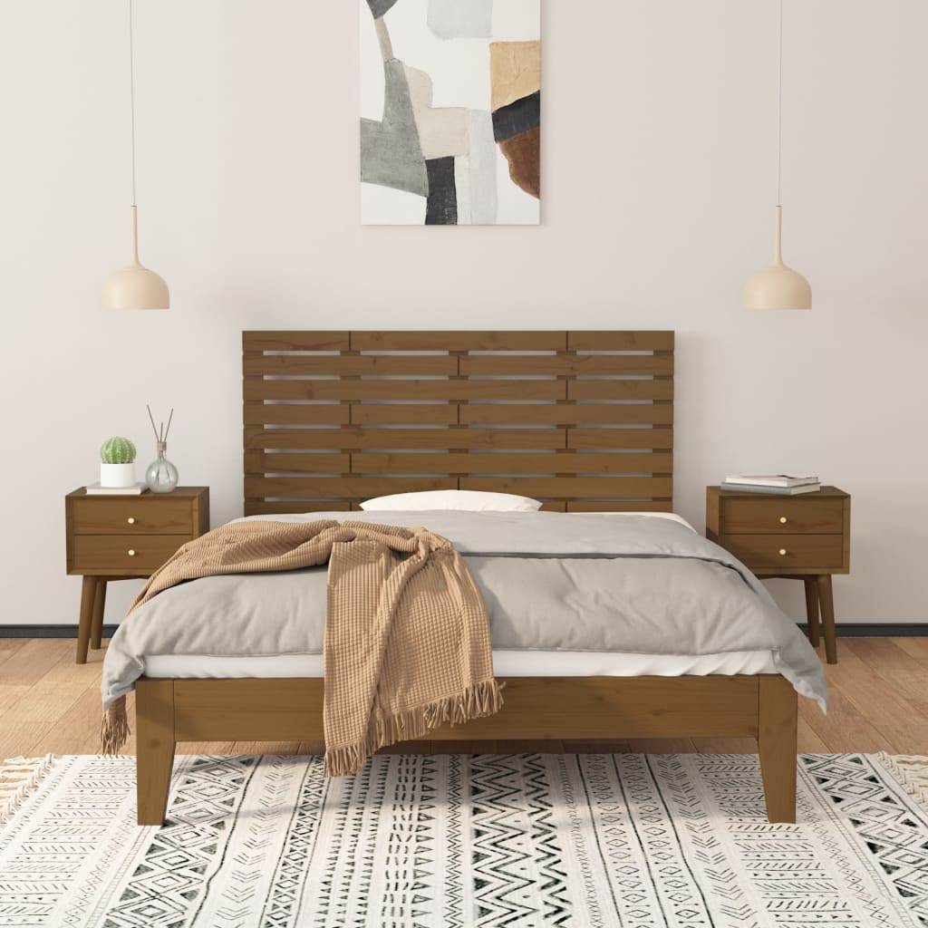 sengegavl 156x3x63 cm massivt fyrretræ gyldenbrun