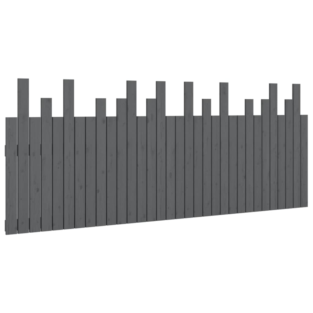 sengegavl 204x3x80 cm massivt fyrretræ grå