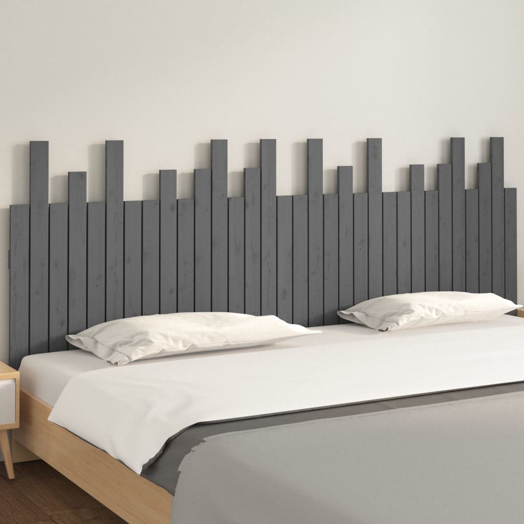 sengegavl 204x3x80 cm massivt fyrretræ grå