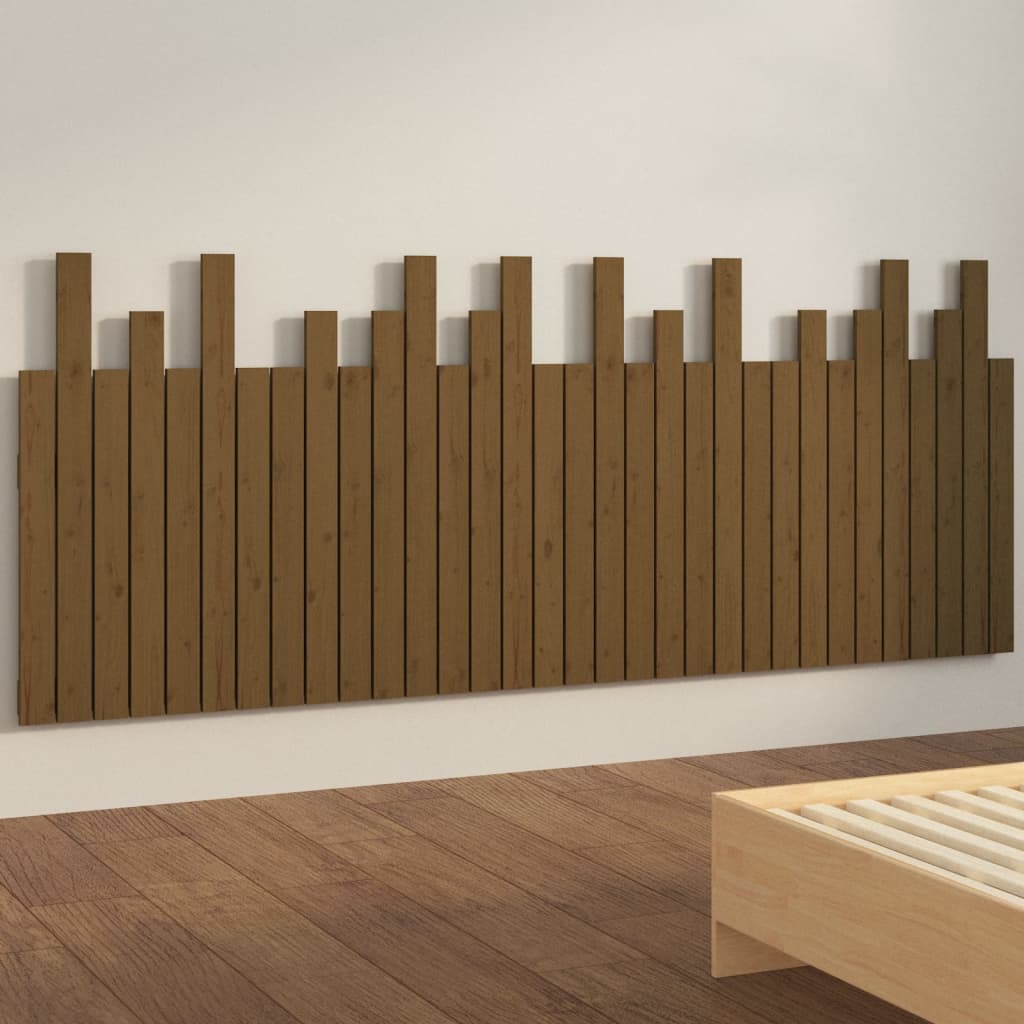 sengegavl 204x3x80 cm massivt fyrretræ gyldenbrun