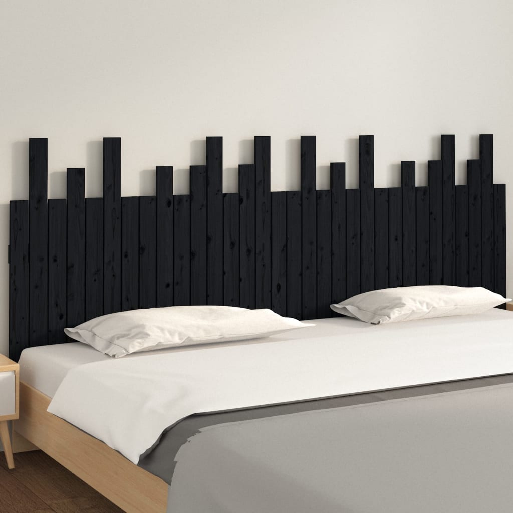 sengegavl 204x3x80 cm massivt fyrretræ sort