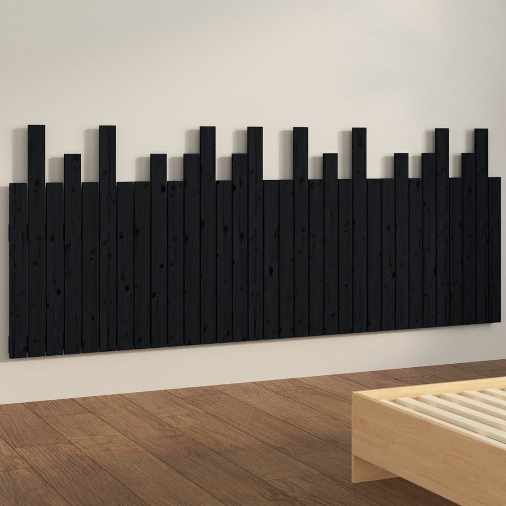 sengegavl 204x3x80 cm massivt fyrretræ sort