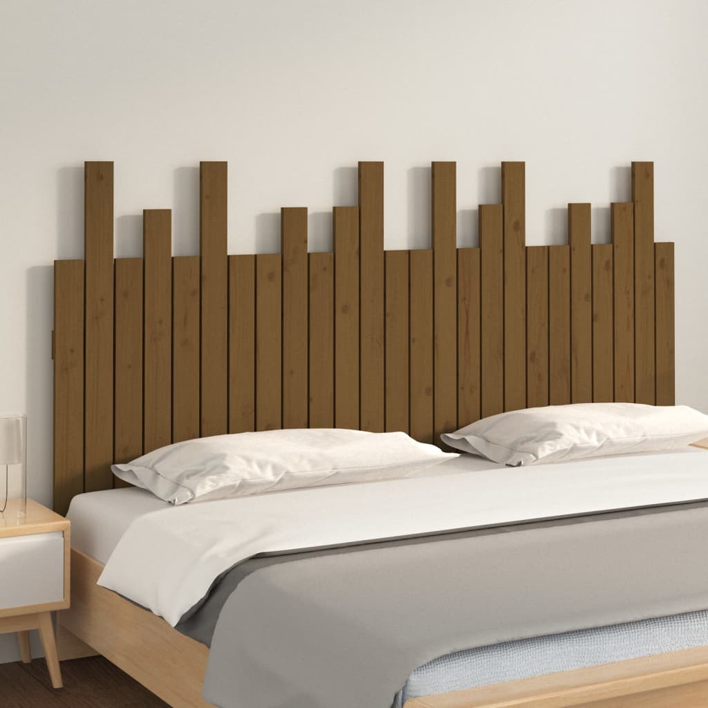 sengegavl 159,5x3x80 cm massivt fyrretræ gyldenbrun