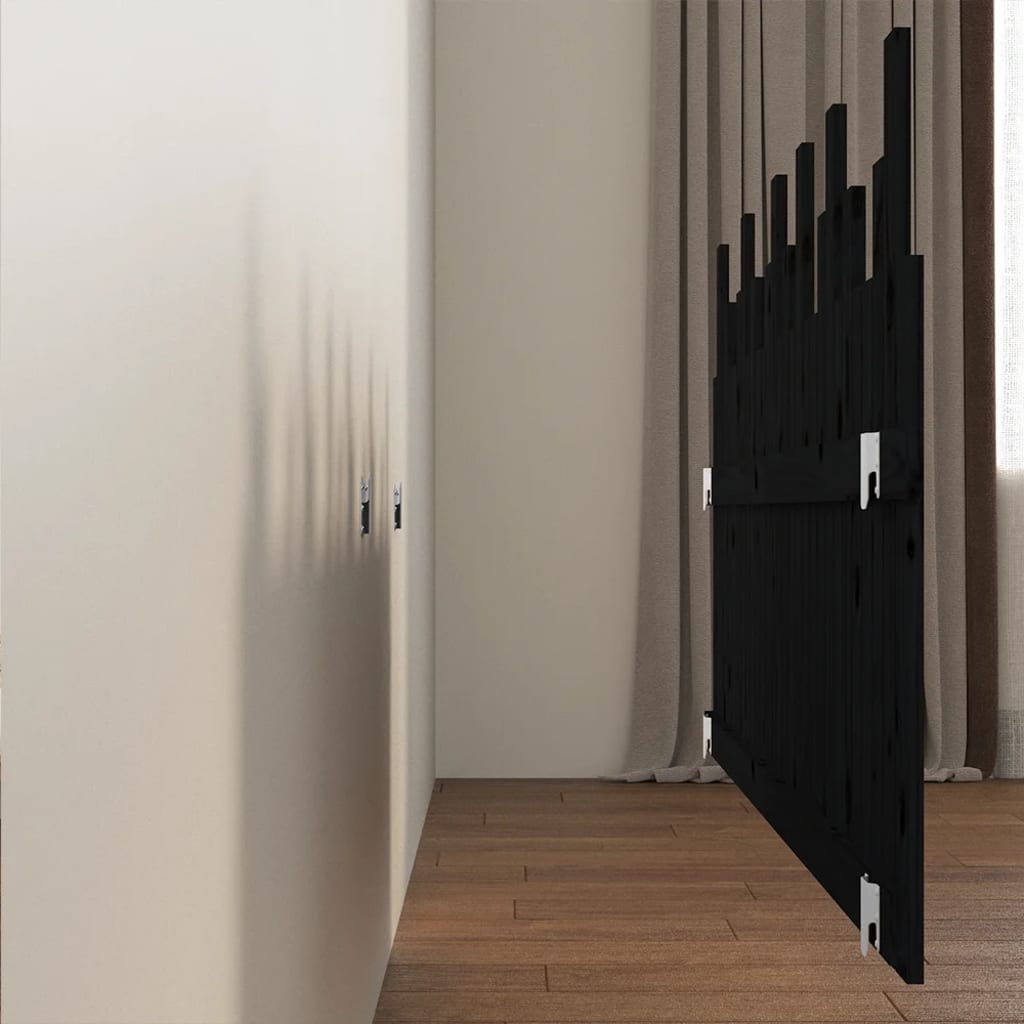 sengegavl 185x3x80 cm massivt fyrretræ sort