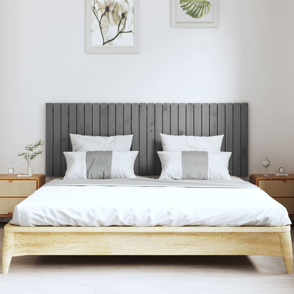 sengegavl 166x3x60 cm massivt fyrretræ grå