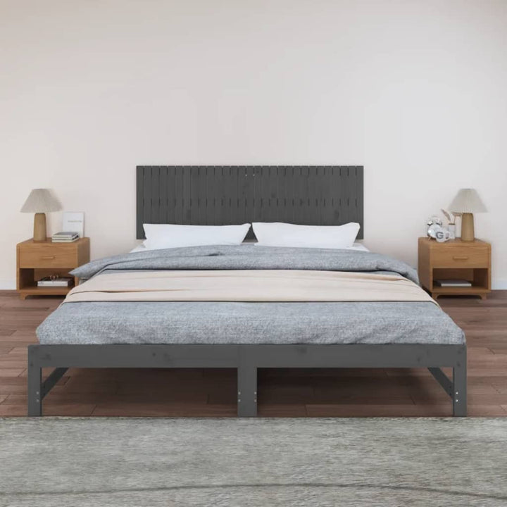 sengegavl 185x3x60 cm massivt fyrretræ grå