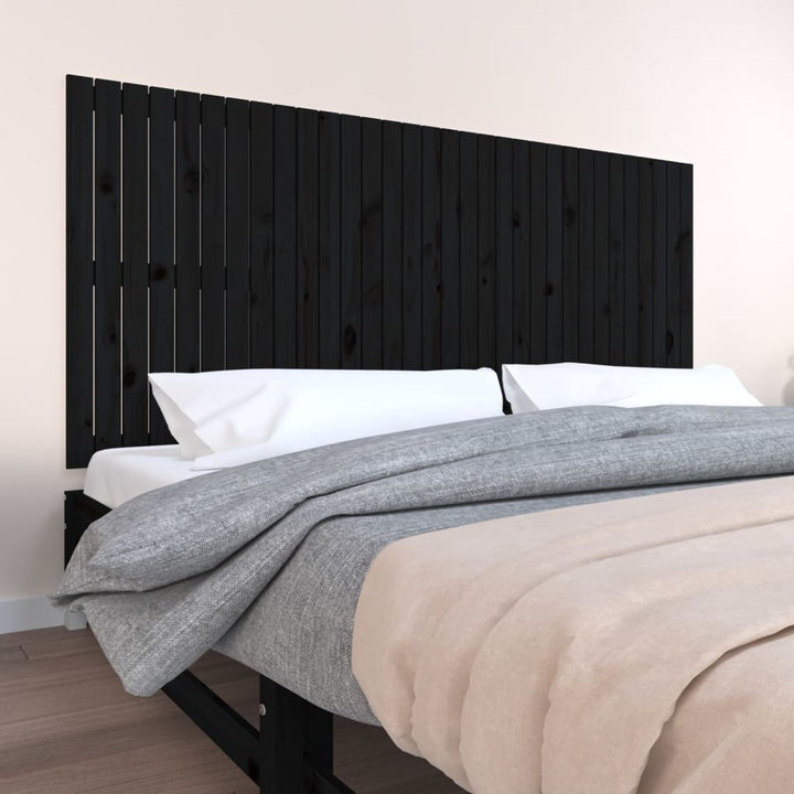 sengegavl 204x3x90 cm massivt fyrretræ sort