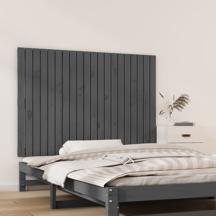 sengegavl 127,5x3x90 cm massivt fyrretræ grå