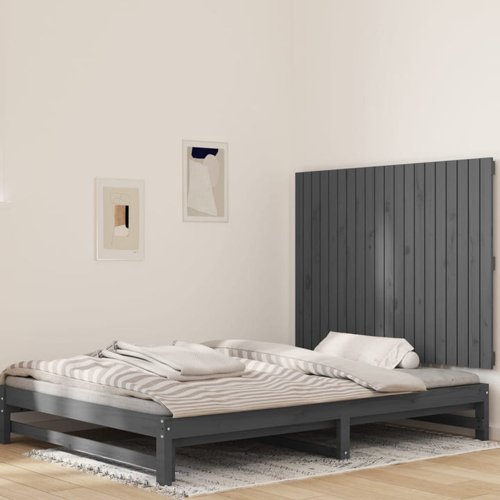 sengegavl 127,5x3x90 cm massivt fyrretræ grå