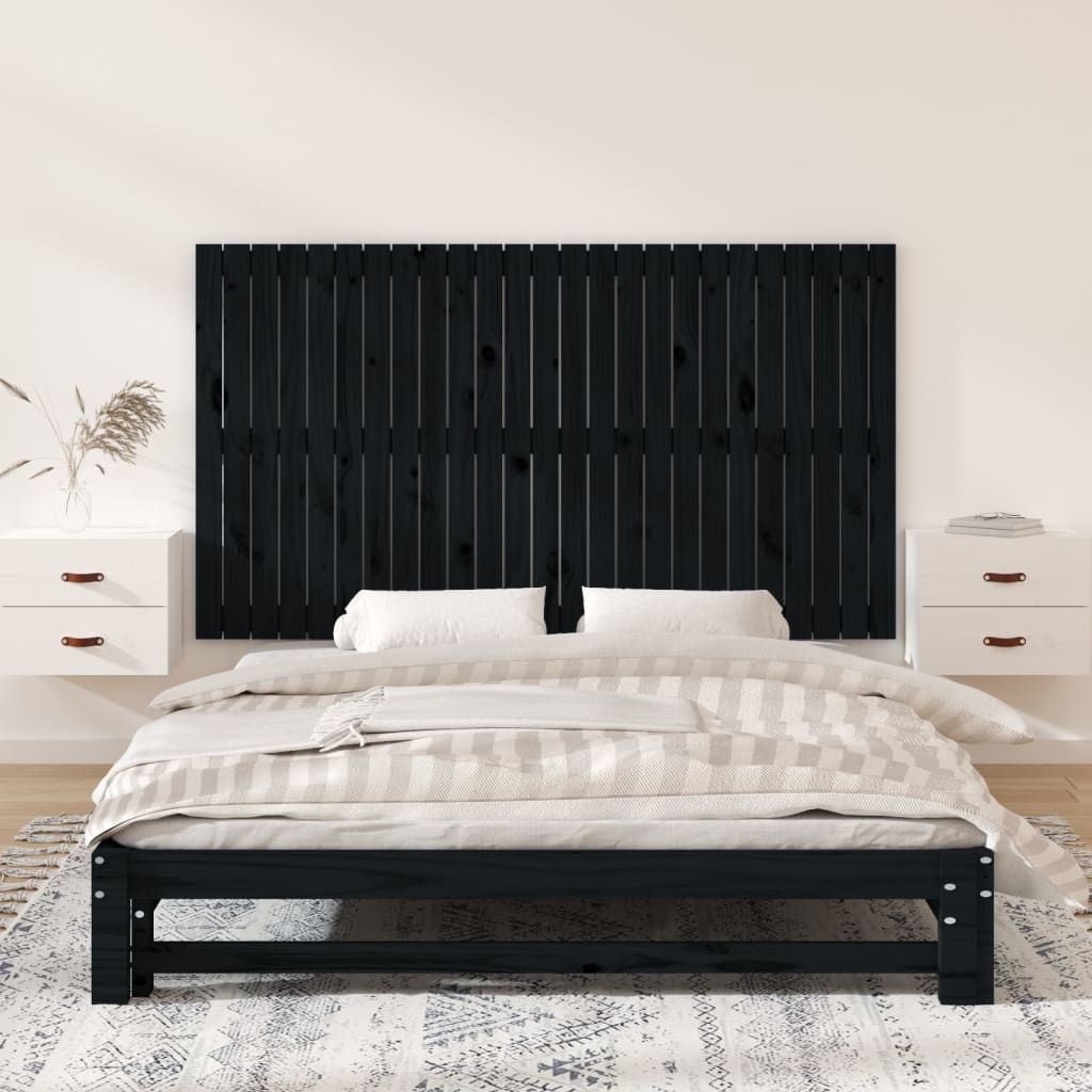 sengegavl 159,5x3x90 cm massivt fyrretræ sort