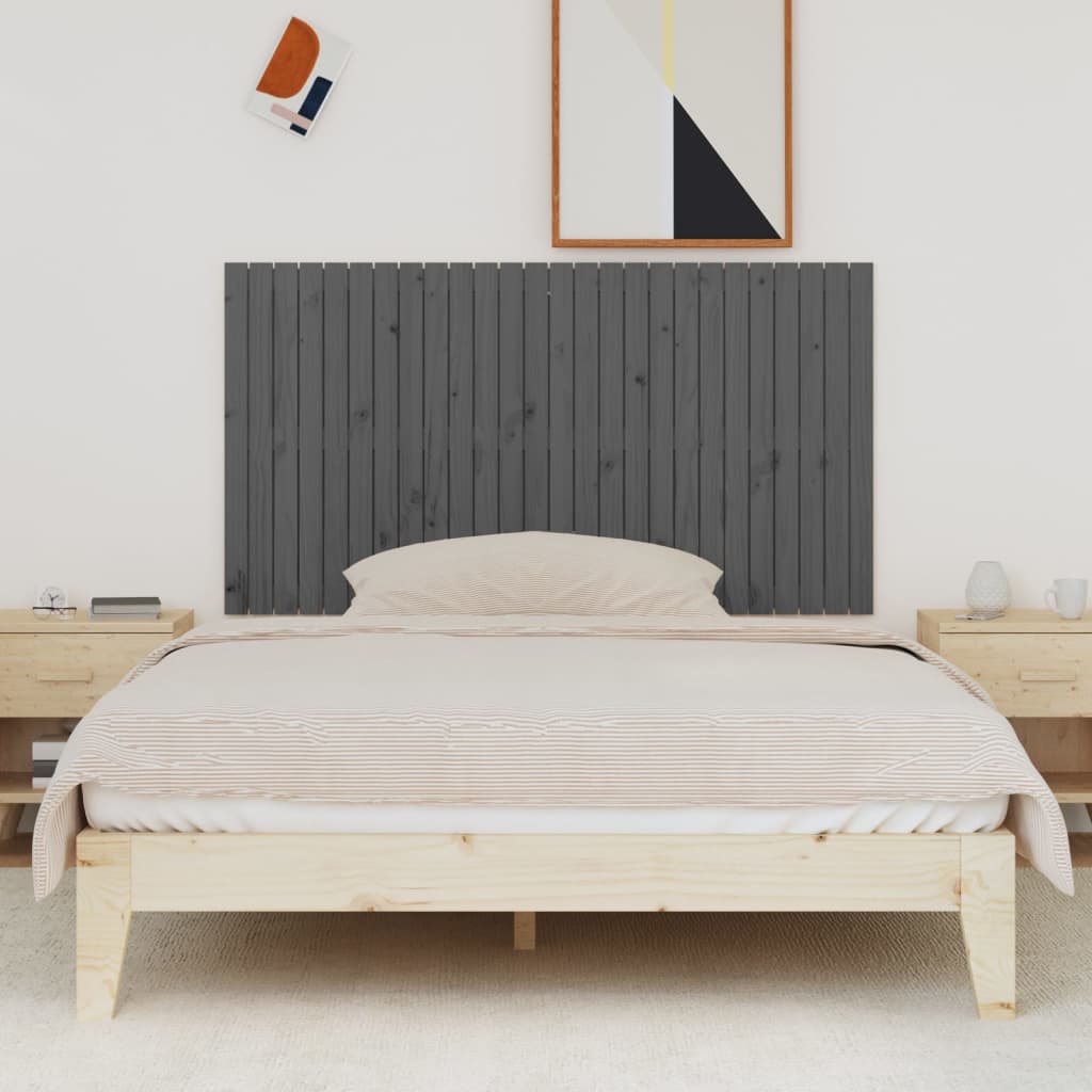 sengegavl 166x3x90 cm massivt fyrretræ grå