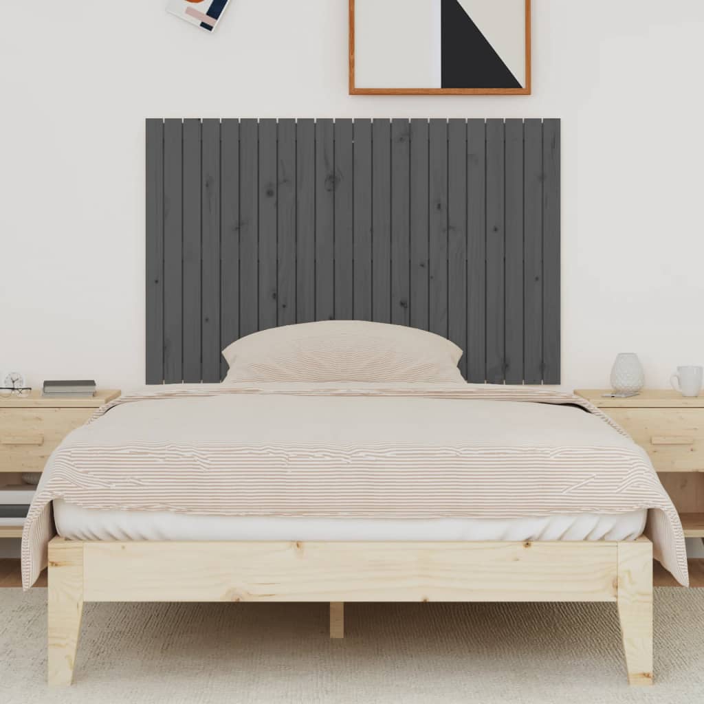 sengegavl 140x3x90 cm massivt fyrretræ grå