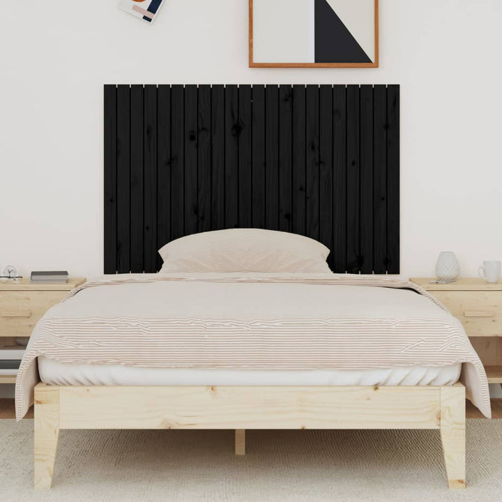 sengegavl 140x3x90 cm massivt fyrretræ sort