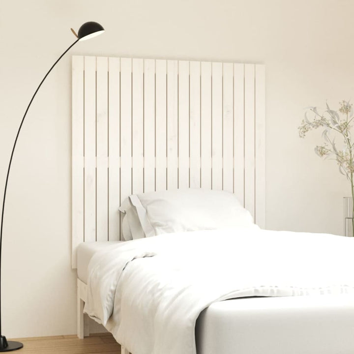 væghængt sengegavl 108x3x63 cm massivt fyrretræ hvid
