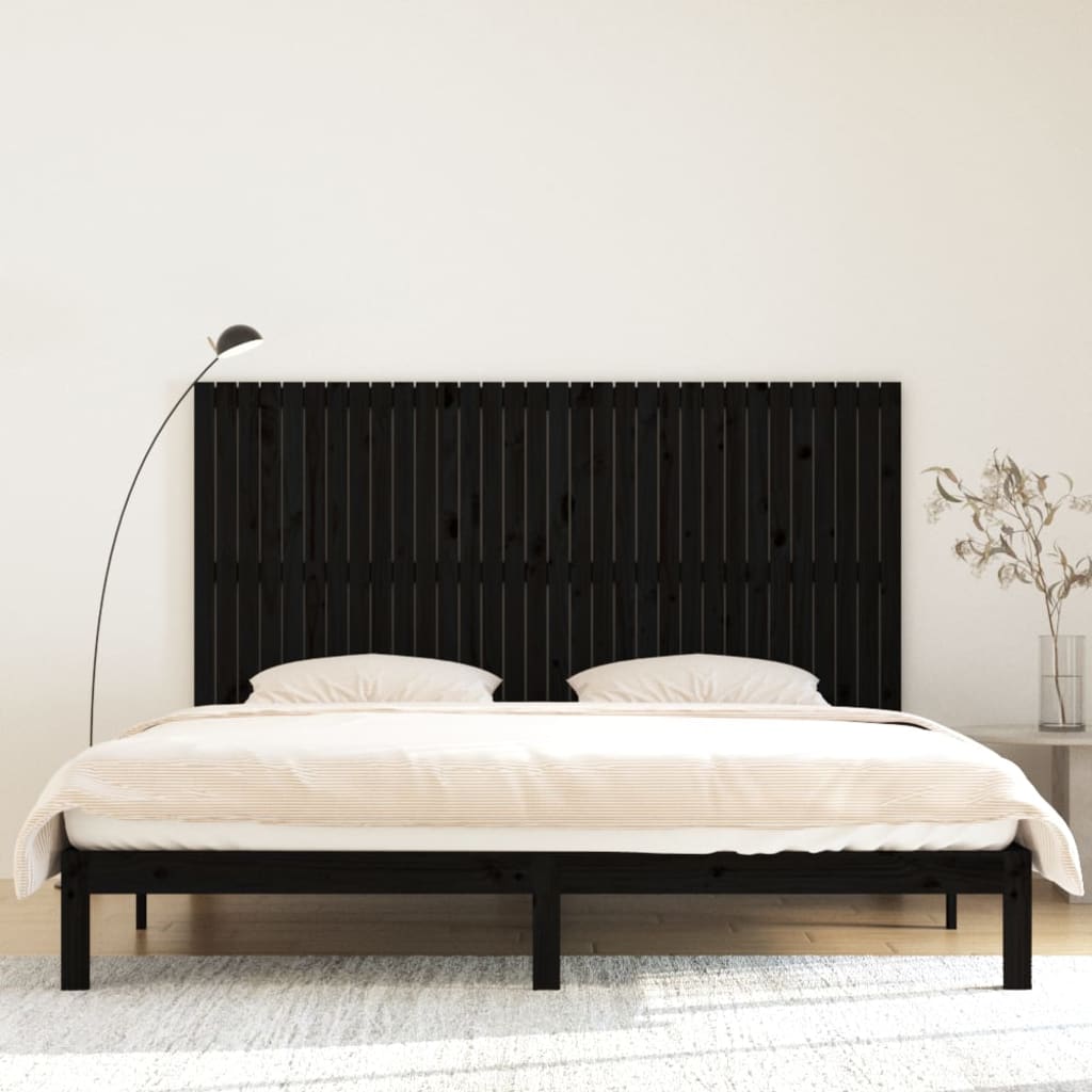 sengegavl 204x3x110 cm massivt fyrretræ sort