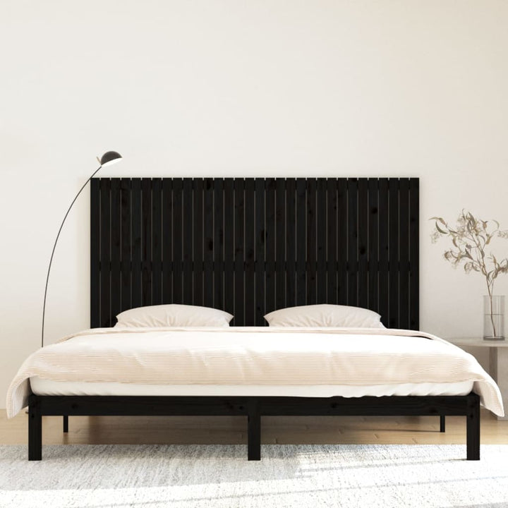 sengegavl 204x3x110 cm massivt fyrretræ sort