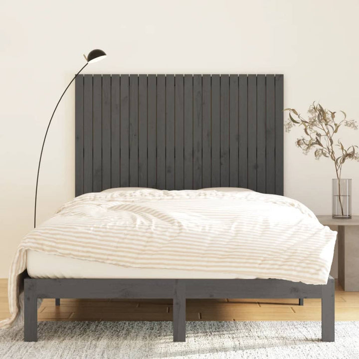 sengegavl 146,5x3x110 cm massivt fyrretræ grå