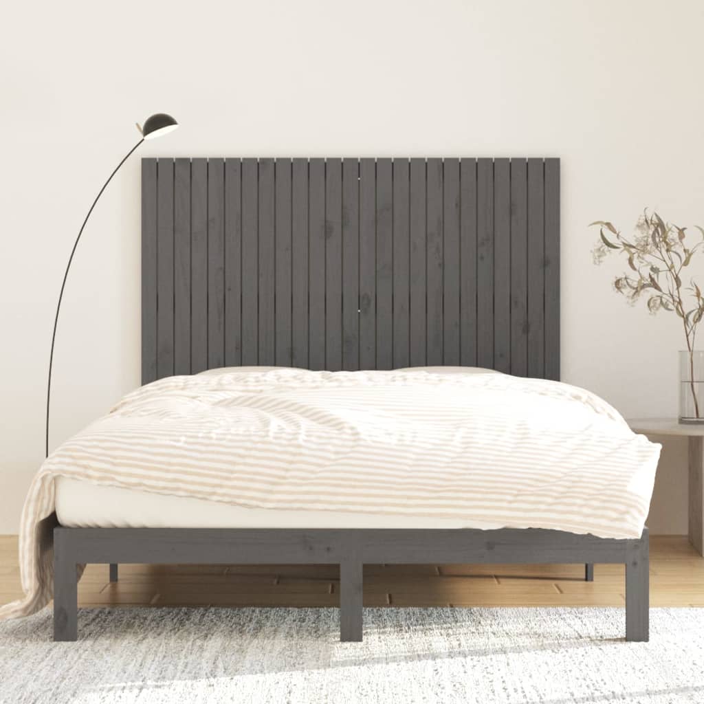 sengegavl 159,5x3x110 cm massivt fyrretræ grå